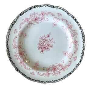 222 Fifth Pink Gold Floral Porcelain Dinner Plates 10.5” Set of 4 Easter NEW